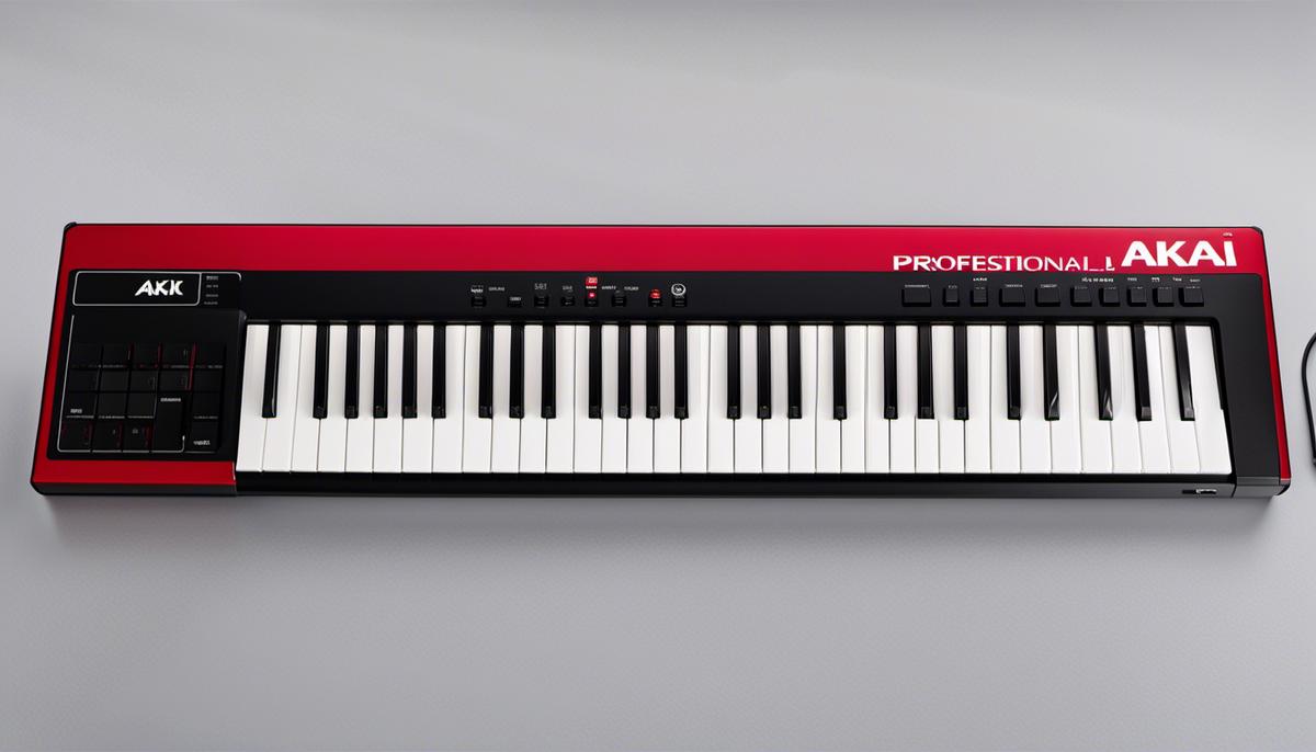 An image of the akai professional lpk25 keyboard, highlighting its sleek design and compact size.