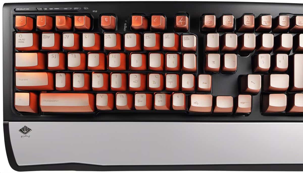 Image description: a picture of a 15-key keyboard showing its ergonomic design and customizable backlighting.