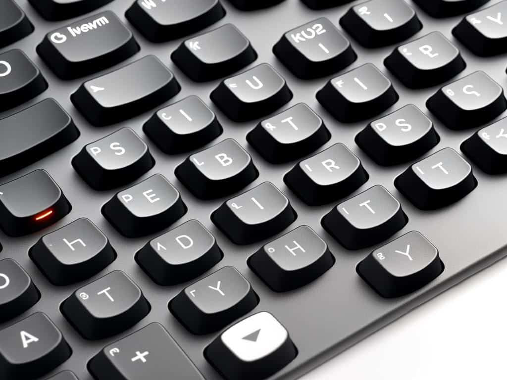 An image of a leaven keyboard showing the various keys and features for a visually impaired person to understand the description of the keyboard and its functionalities.